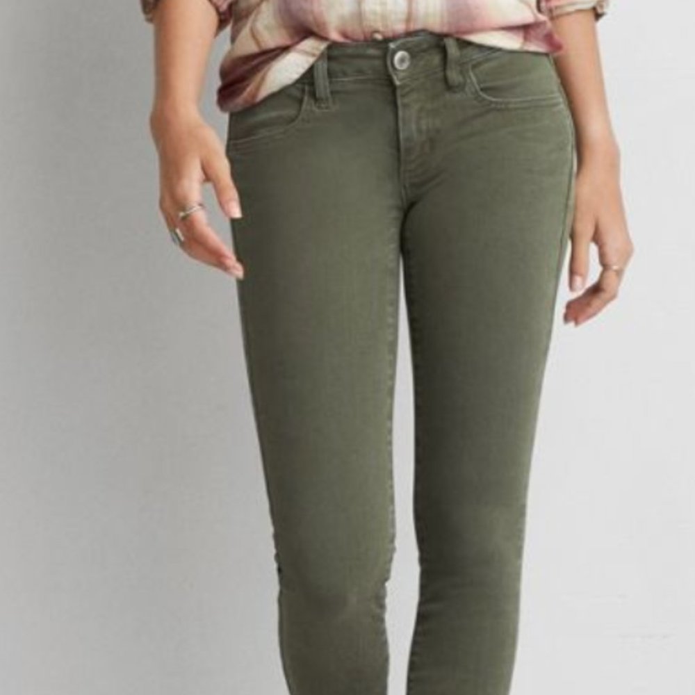 Green low rise jeans